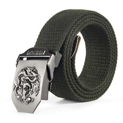 

New Trend Chinese Style Men belt Quality Canvas Automatic Buckle Men belt Army fan casual tooling weaving Wild belt 120cm