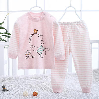 

Spring Cartoon Kids Cotton Clothes Set 2pcs Stripe Tops Pants Underwear
