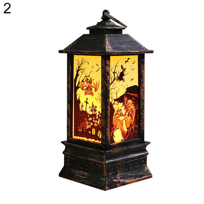 

Halloween Vintage Pumpkin Witch Ghost Hand Flame LED Light Decor Lamp Lantern