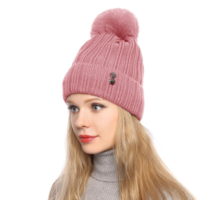 

Tailored Fashion Women Curling Button Cap Hat Winter Warm Thickened Knitted Ball Cap