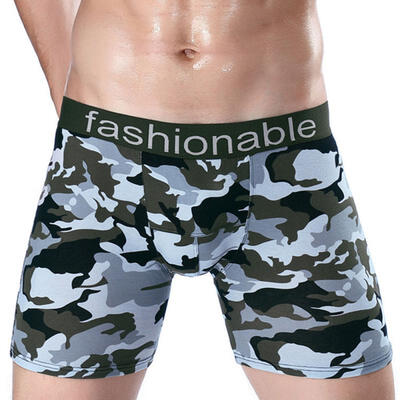 

Mens Long Leg Camo Boxer Briefs Cotton Performance Underwear