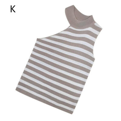 

Women Summer Fashion Personality Striped Casual Concise Slim Fit Round Neck Sleeveless Camisole