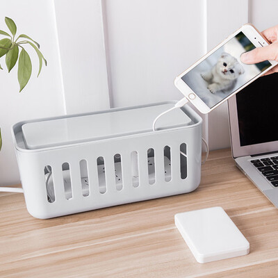 

Siaonvr Cable Management Box Cord Organizer Box Power Strip Cover With Phone Gray