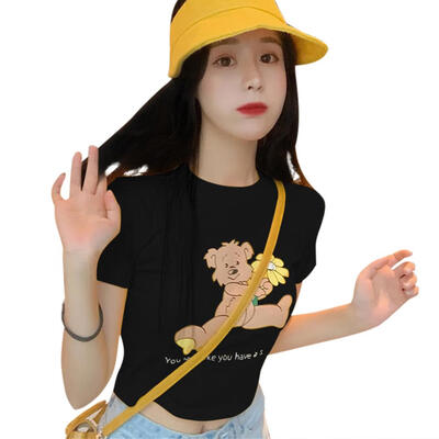 

Women O-Neck Fashion T-Shirt Short Sleeve Cartoon Print Summer Leisure Tops