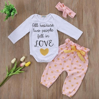 

3pcs Toddler Newborn Baby Boy Girl Cotton T-shirt TopsPants Outfits Set Clothes