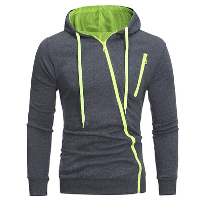 

Oblique Zippers Color Block Fleece Hoodie