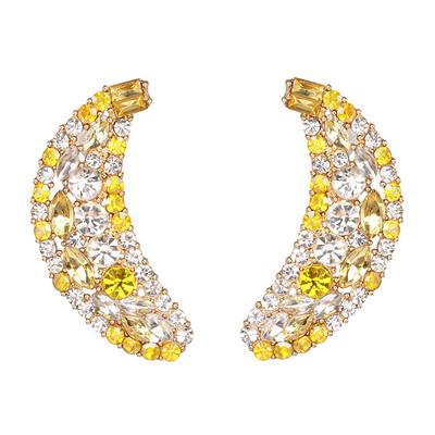 

INS 2019 Summer Fruit Earrings for Women Pineapple Crystal Dangle Drop Earrings Raffia Handmade Woven Statement Jewelry