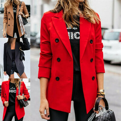 

Womens Overcoat Fashion Trench Coat Blazer Ladies Winter Long Sleeve Jacket