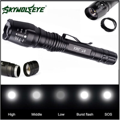 

12000 Lumens Powerful 5 Modes CREE XM- T6 LED 18650 Lotus Head Torch Flashlight