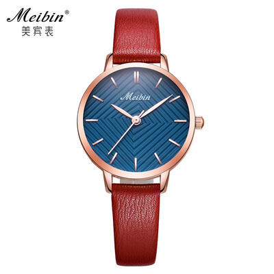

Meibin authentic ladies watch waterproof quartz watch Korean fashion female red watch belt student female watch
