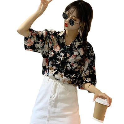 

Harajuku Women Blouse&Tops Printed Short Sleeve Casual blusas Hawaiian Holiday Beach Versatile Female Lady Shirts