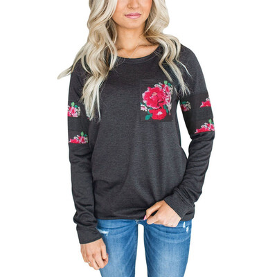 

Women Casual O-neck Floral Print Sweatshirt Autumn Winter European American Women T-shirt Blusas Femininas