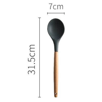 

Non-Stick Shovel Spoon Tool Set Shovel Soup Fishing Spoon Green Cooking Silicone Wooden Handle Kitchenware