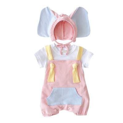 

Lovely Baby Girl Boy Cotton Infant JumpsuitHat Set Cute Elephant Hat for Newborns Baby Romper Costumes Set