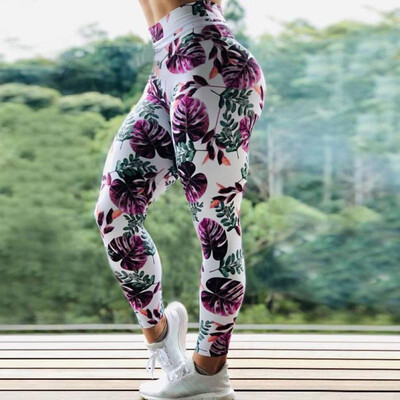 

European&American explosions cross-border for fashion hips&leaves printed yoga pants sports hips leggings fitness pants wo