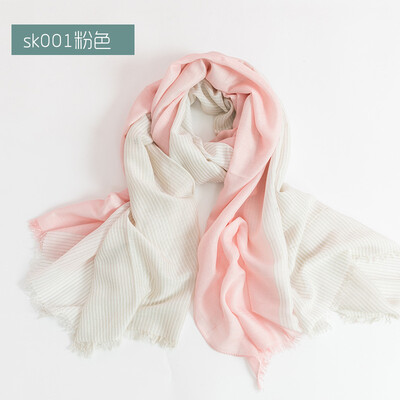 

New spring&autumn literary striped cotton&linen scarf female Mori wind sunscreen linen scarves shawl wholesale SK001