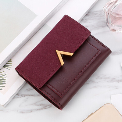 

2019 New Hot Women Matte Leather Small Wallets Luxury Mini Money Bags And Purses Short Female Coin Purse Credit Card Holder