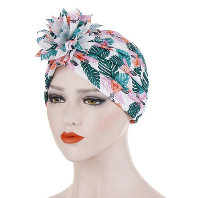 

4 Colors Muslim Women Flower Print Turban Hijab Cap Cancer Chemo Hat Head Scarf