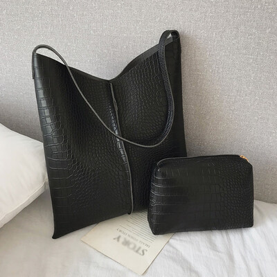 

Tailored Fashion leather solid color crocodile pattern versatile shoulder bagwallet