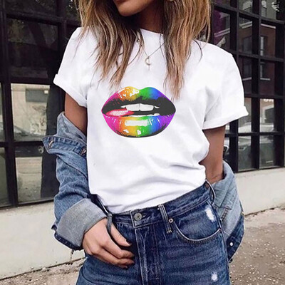 

Starmoon Women Girls Plus Size Lips Print Shirt Short Sleeve T Shirt Blouse Tops
