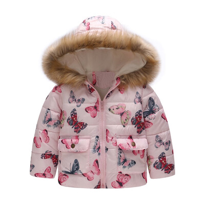 

Toddler Baby Girl Boy Butterfly Print Winter Warm Jacket Hooded Windproof Coat