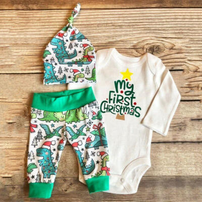 

Christmas Baby Boy Girl Clothes Romper Dinosaur Leggings Pants 3PCS Outfits Set