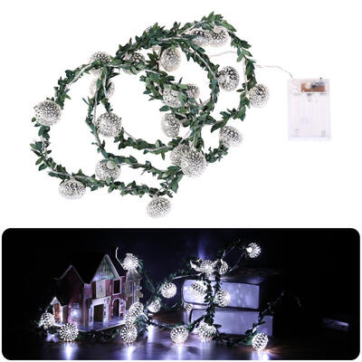

2M GoldSilver Rattan Ball LED Warm White String Light Holiday Christmas