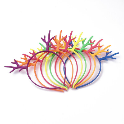 

Rubberized Style Plastic Fluorescent Color Hair Bands Antler Shaped Mixed Color 115120mm