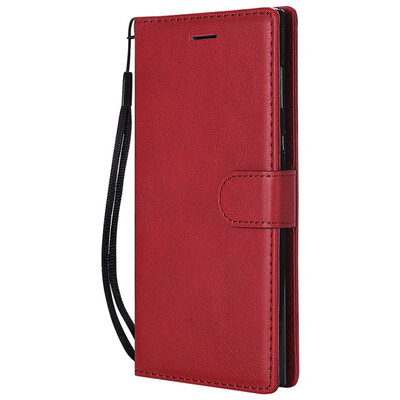 

Luxury Simple Solid Color Case For Sony Xperia L1 E6 PU Leather Card Slot Lanyard Phone Cover New Fundas P06G