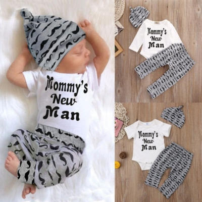 

Infant Baby Boys Newborn Clothes Mommys New Man Romper Jumpsuit Long Pants Outfits Sets 0-18M