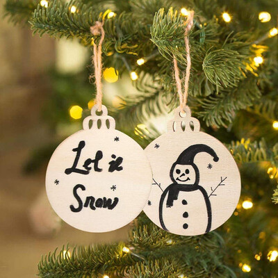 

〖Follure〗Wooden Tags Christmas Balls Decor Art Crafts Ornaments DIY Scrapbooking 30pcs