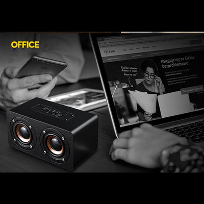 

M5 Mini Doodle Wooden Subwoofer Wireless BT FM Speaker Enhancebas Home Use Music Player