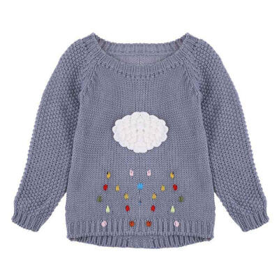 

Winter Girls Kids Clothing Children Pullover Cartoon Rain Knitted Sweater