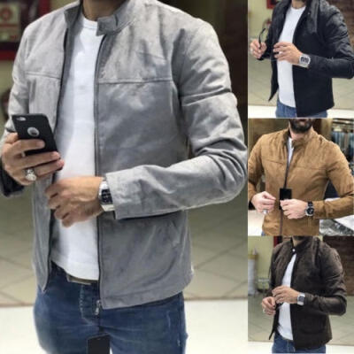 

Men&39s Leisure Suede Fabric Jacket Biker Jackets Motorcycle Coat Fit Outwear Tops