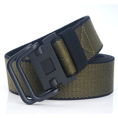 

Trend New Unisex belt Quality Canvas Double Ring Buckle Men belt Casual Alloy buckle Women belt 120cm
