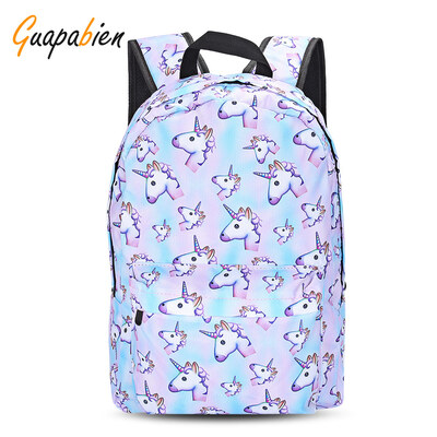 

Guapabien Traveling Girls 3D Unicorn Print Backpack Zipper School Bag