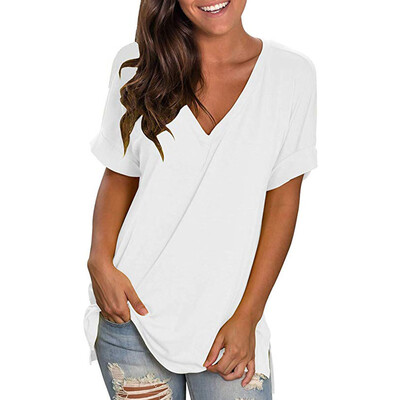 

Starmoon Women Summer V Neck Short Sleeve Shirt Casual Tunic Tops Blouse