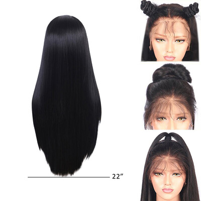 

Gobestart Lace Front Wigs Black Wig Synthetic Wigs Natural Long Straight Hair For Women B