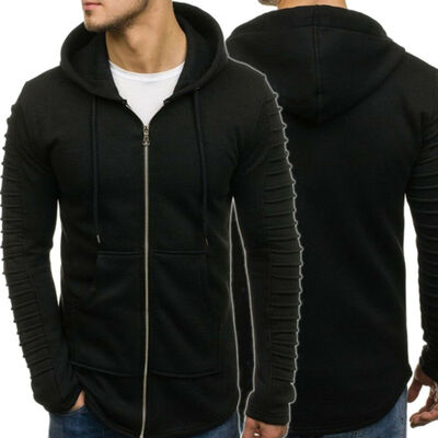 

Mens Long Sleeve Hoodie Muscle Sweatshirt Cool Hoody Tops GYM Sport Hoodies Zip