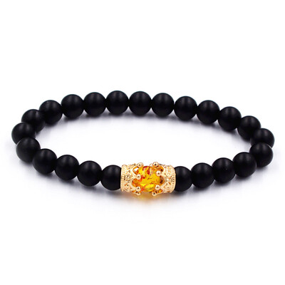 

Imitation Resin Beads With Gold Silver King Crown Charm Bracelets For Women Men Jewelry