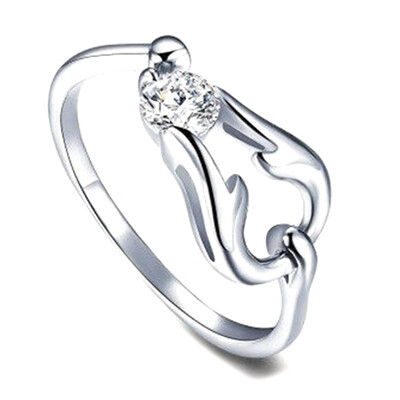 

Vintage Constellation Silver Ring Womens Crystal Couple Bridal Ring R