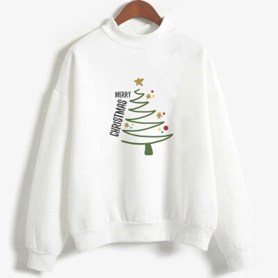 

Tailored Christmas Women Christmas tree print Long Sleeve O-Neck Solid color Sweatshirt