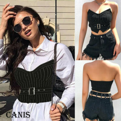 

Fashion Women Sleeveless Summer Bustier Crop Top Vest Tube Tank Top Blouse Shirt