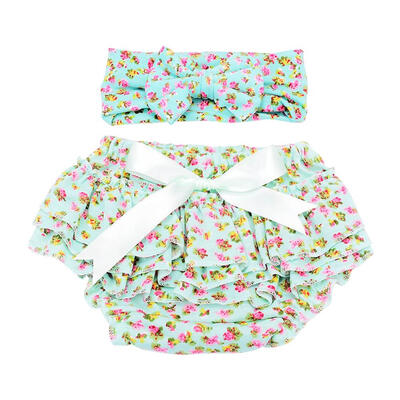 

2pcs Cotton Panties Headband Set Ruffles Flower Baby Girls Bowknot Briefs