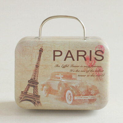 

Retro Mini Rolling Travel Valise Box Gift Jewelry Tin Box Creative Cookie Candy Tea Coin Storage Tinplate Box