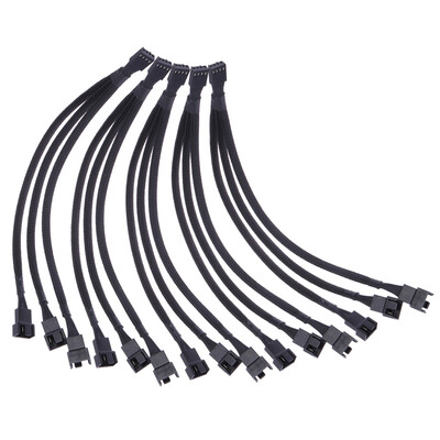 

4 pin PWM Fan Cable 1 to 3 ways Splitter Black Sleeved Extension Cable