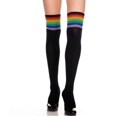 

Fashion Autumn Winter Rainbow stripes Long socks Over the knee socks Student socks