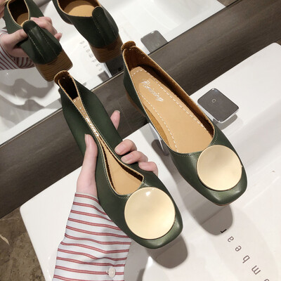 

Bean Bean Shoes Female Korean Version Baitie Net Red Lazy Late Shoes Fairy Flat Bottom Marie Jane Single Shoes Shallow&Elegant