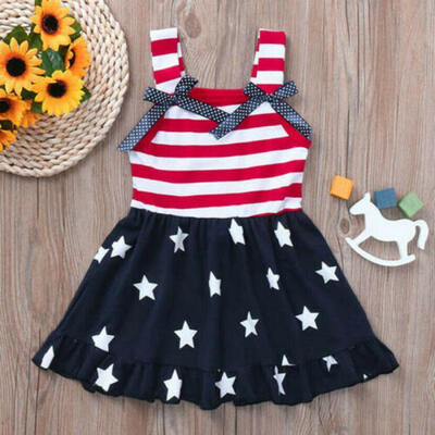 

Kids Baby Girls Independence Day Dress Princess Party Summer Sleeveless Dress