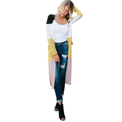 

Toponeto Women Spring Long Sleeve Casual Open Front Patchwork Cardigan Jacket Coat